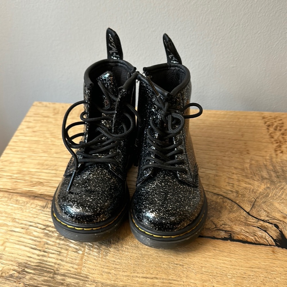 Dr. Martens. Toddler size 8. Black glitter.
